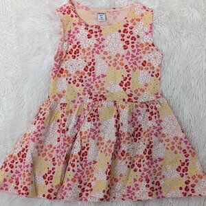 Rainbow Blossoms: Girls’ Sleeveless Floral Dress with Flared Skirt